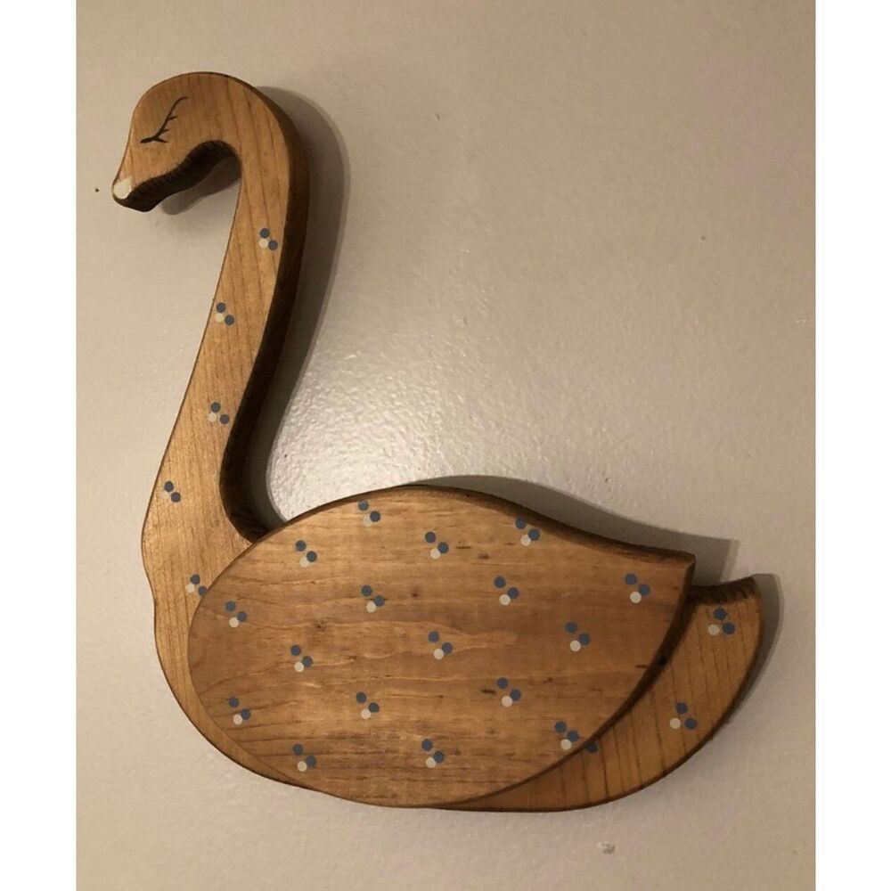 vintage wood swan wall mail holder